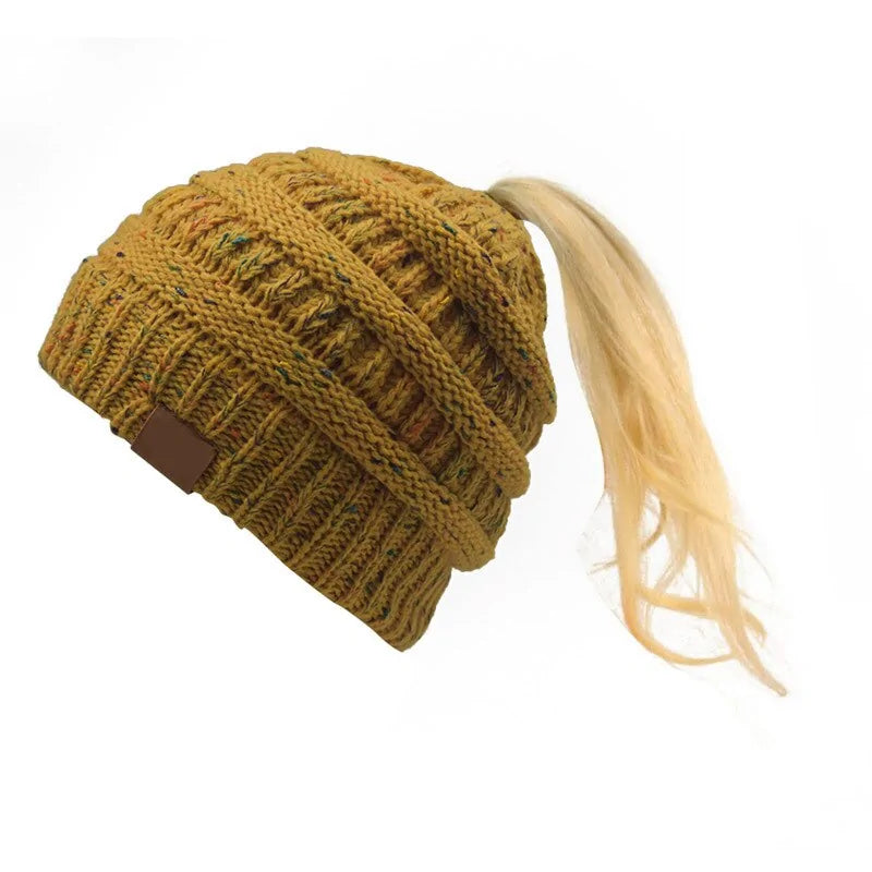 Warm Knitted Ponytail Beanies