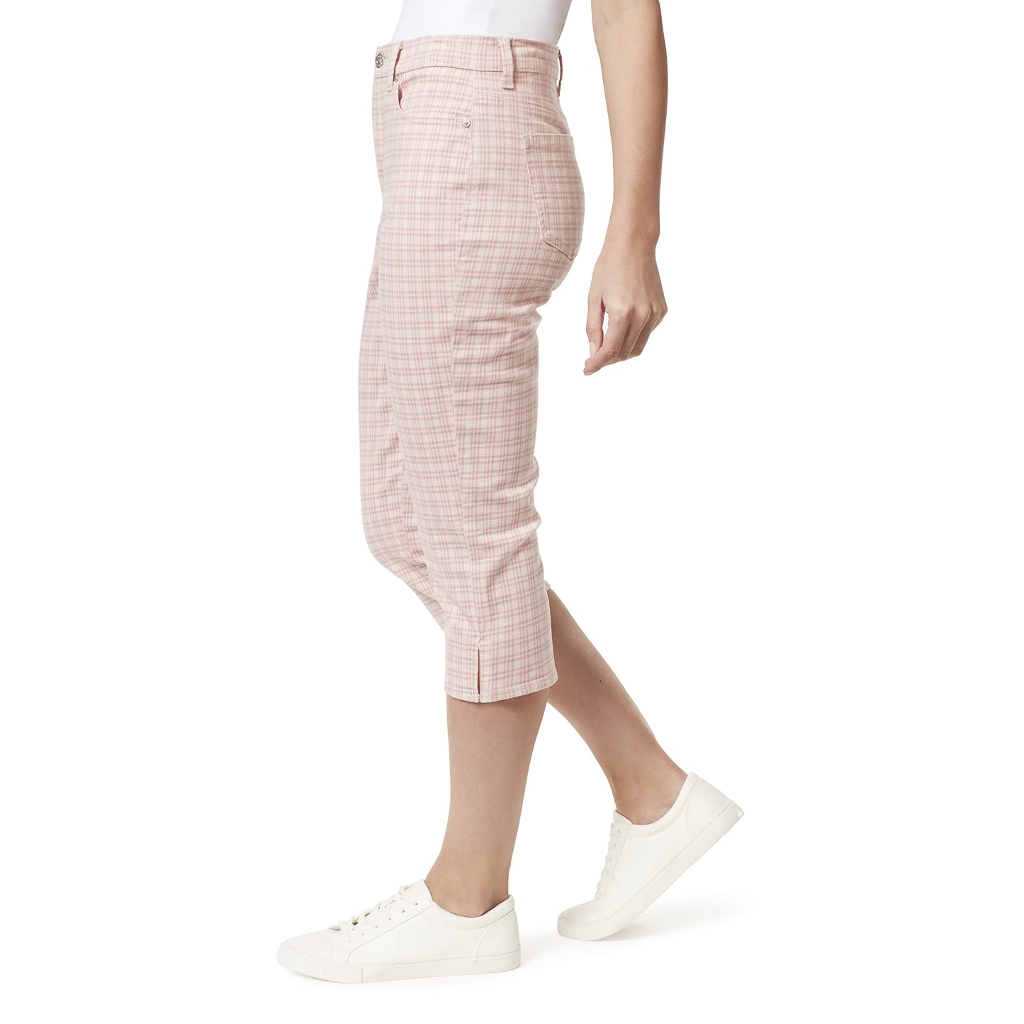Gloria Vanderbilt Women's Amanda Capri Jean 18 Rosy Pink-refined Plaid-ds