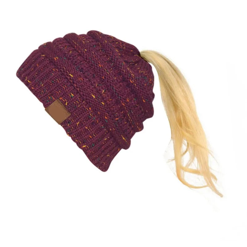 Warm Knitted Ponytail Beanies