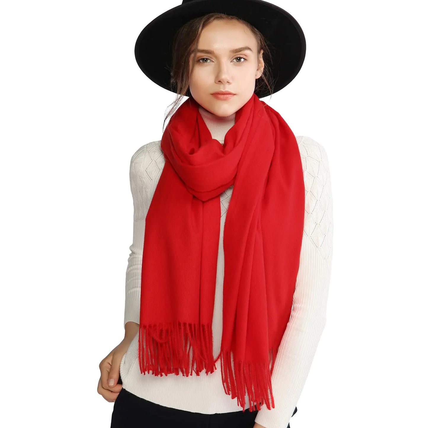 RIIQIICHY Scarfs for Women Fall Winter Red Pashmina Shawls and Wraps for Evening Dresses Wedding Shawl Blanket Scarves