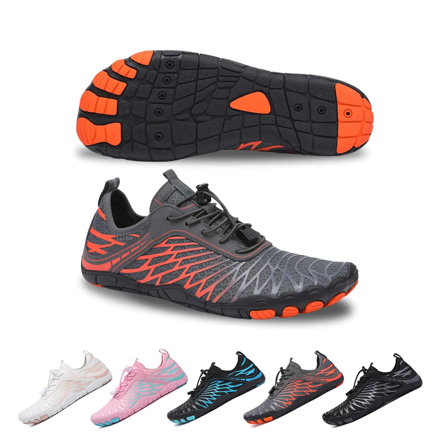 Hike Footwear Barefoot Shoes - Women & Men Wide Toe Water Shoes for Swimming & Running - Breathable Non-Slip Athletic Footwear (Orange Adult Women 16 Numeric US Footwear Size System Medium)