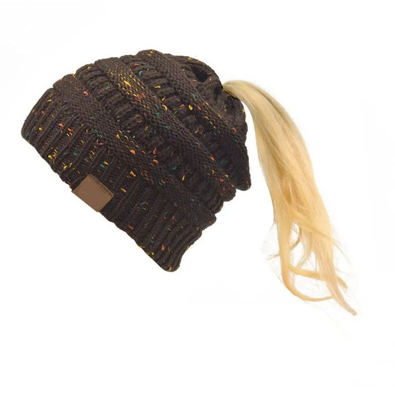 Warm Knitted Ponytail Beanies