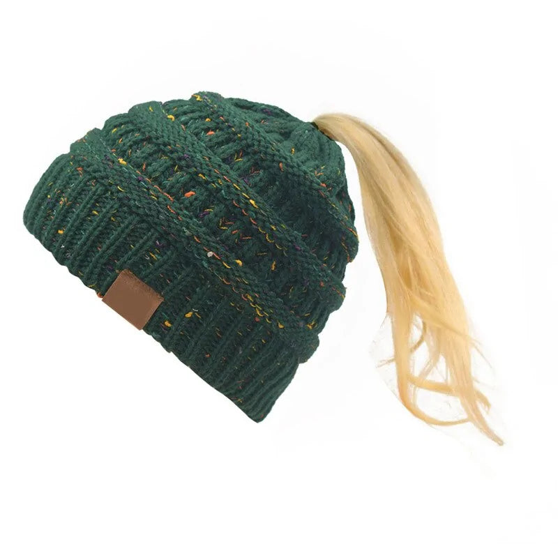 Warm Knitted Ponytail Beanies