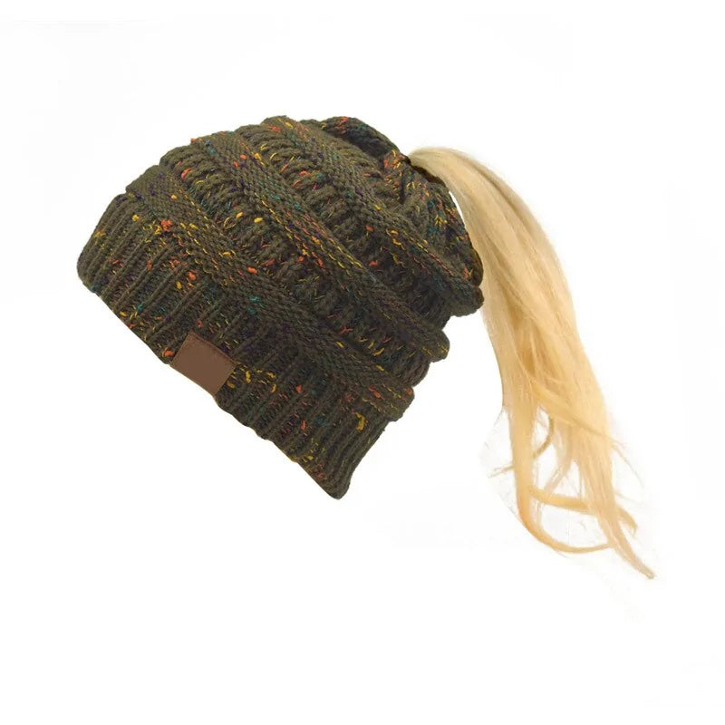 Warm Knitted Ponytail Beanies