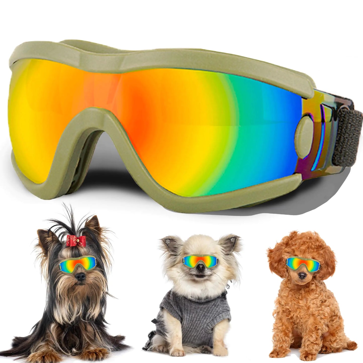 Small Dog Sunglasses with Adjustable Strap UV Protection Winproof Dog Puppy Sunglasses Suitable for Small Dog Pet Glasses Dogs Eyes Protection,Soft Dog Goggles