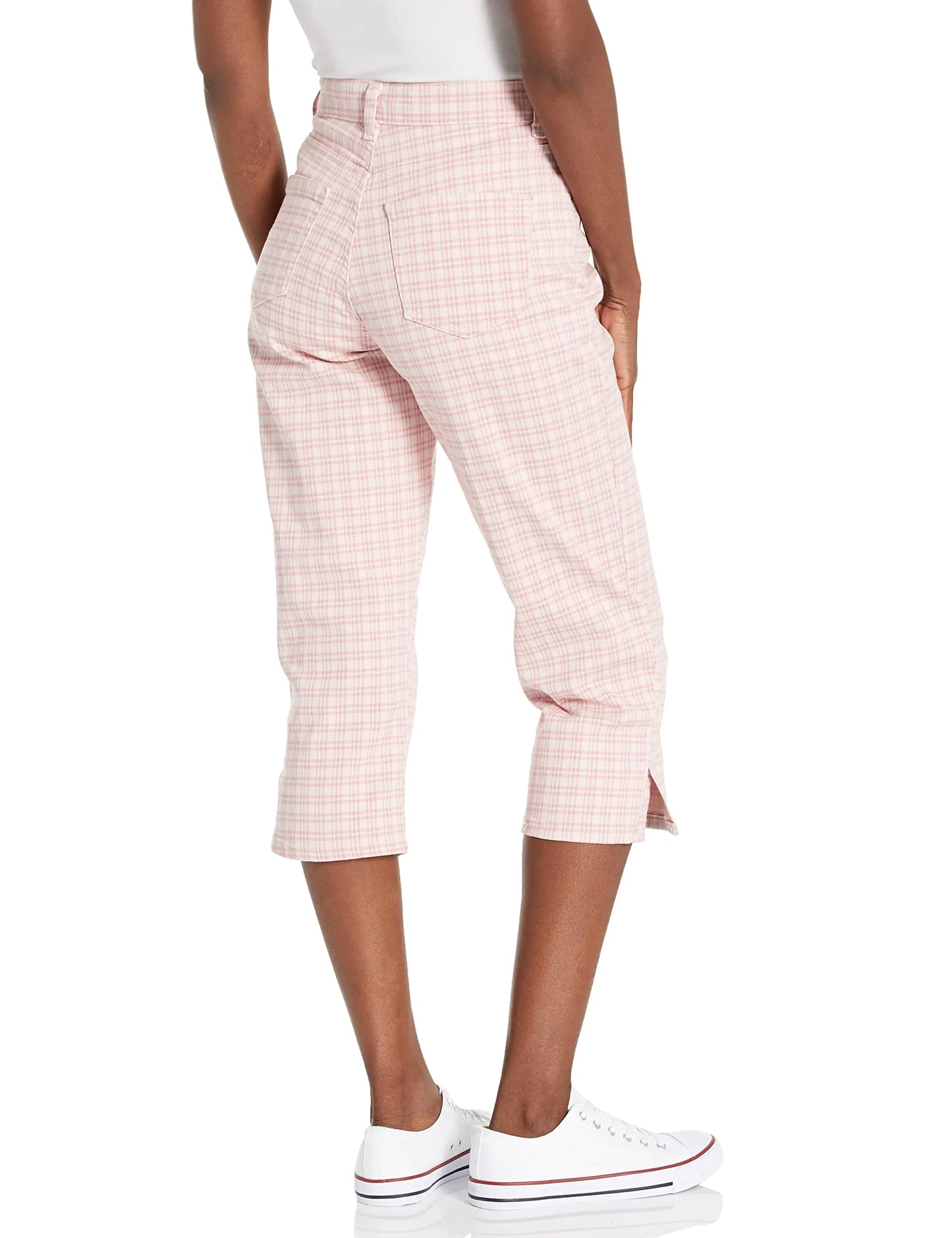 Gloria Vanderbilt Women's Amanda Capri Jean 18 Rosy Pink-refined Plaid-ds