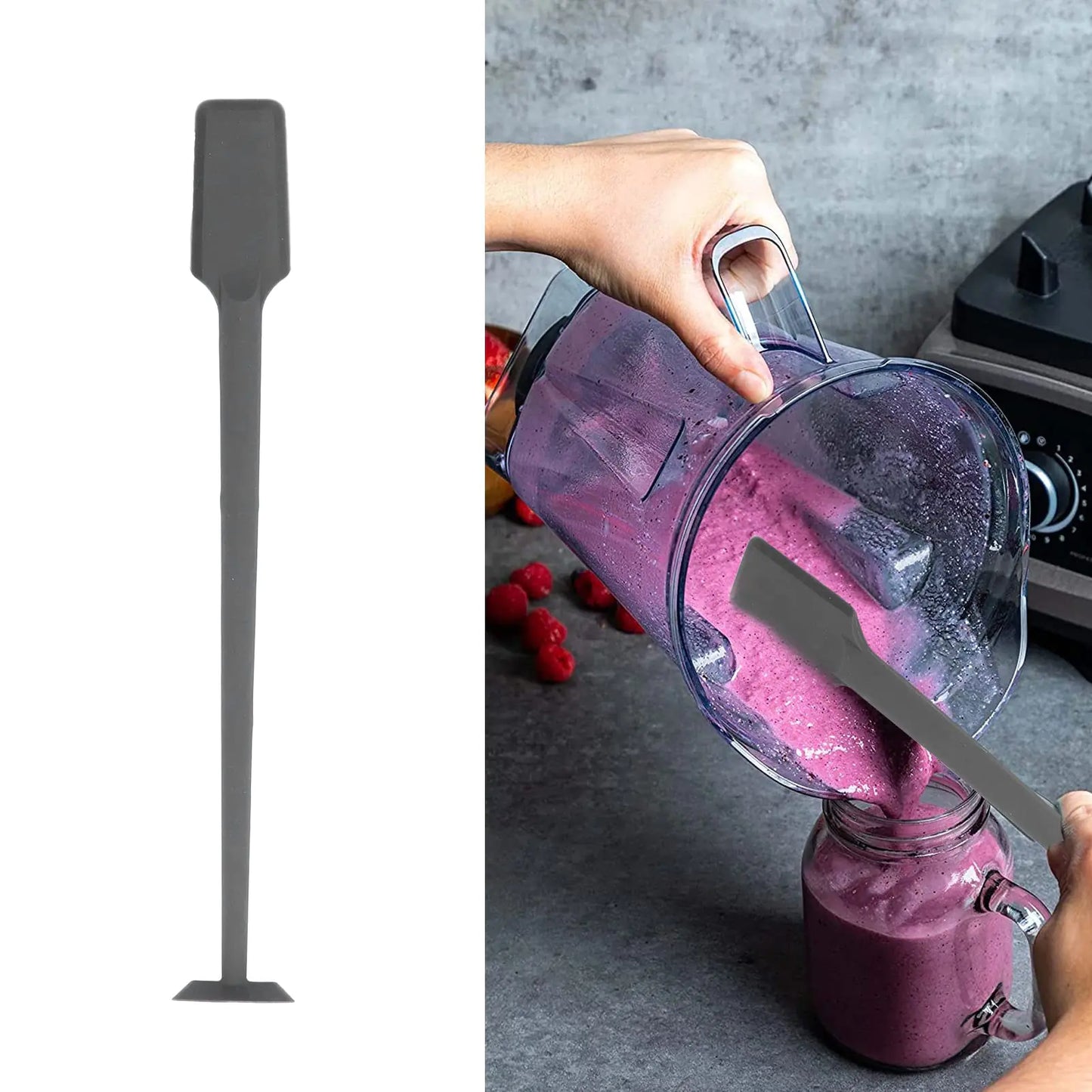 Silicone Jar Spatula 36cm Long Handle Food Scraper for Jars Smoothies Blenders Kitchen Stirring Mixing Scraper