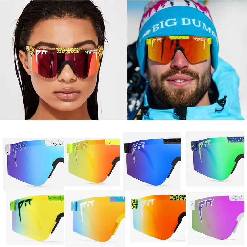 Double Wide Polarized Mirrored Lens Sunglasses with TR90 Frame and UV400 Protection