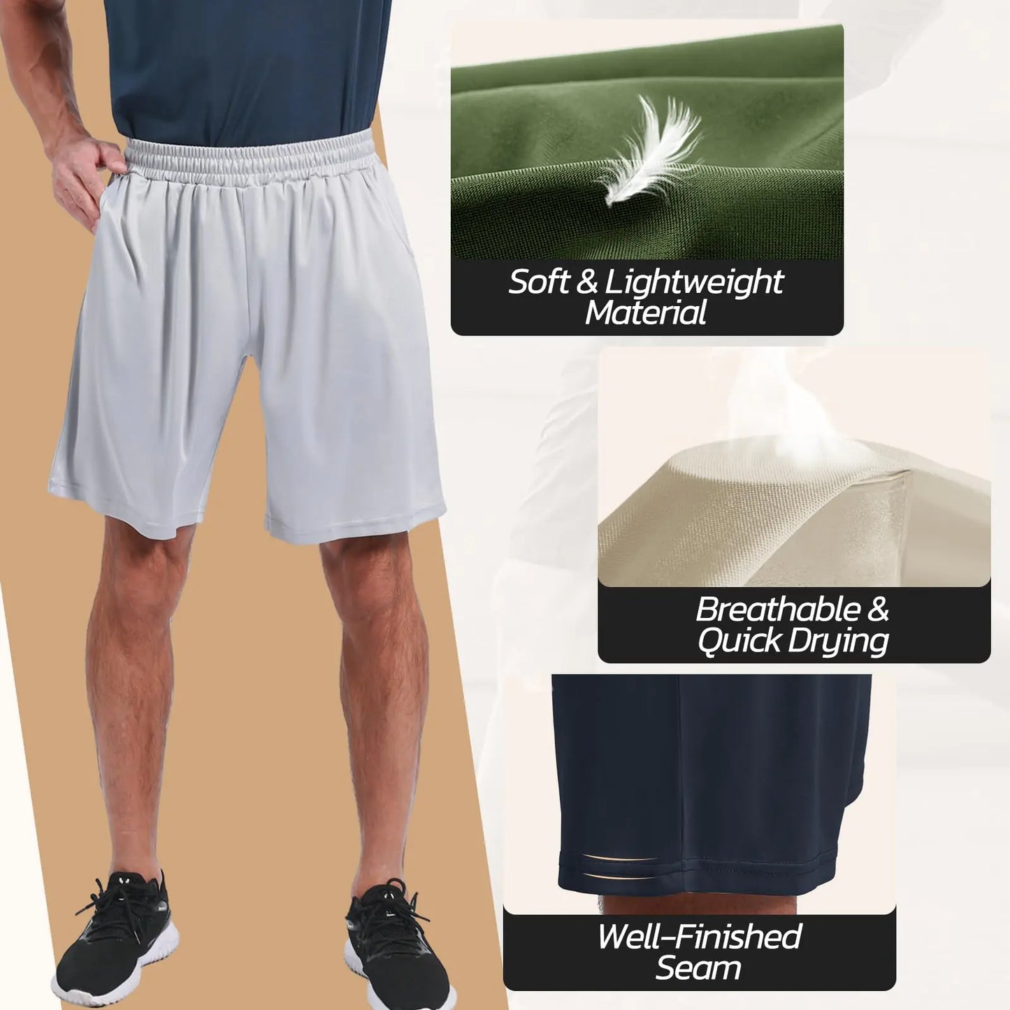 3 Pack Gym Basketball Mens Shorts - Quick Dry Black Workout Athletic Shorts with Pockets for Casual Running 3 Pack-10 inch Large Black/Black/Dark Grey