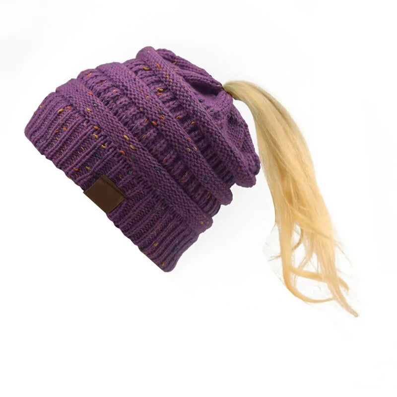 Warm Knitted Ponytail Beanies
