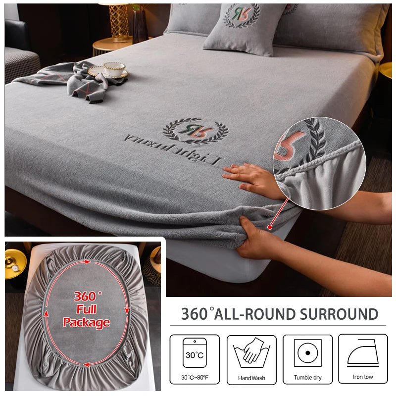 Thicken Velvet Mattress Cover Bed Sheet Pad Protector Bed Fitted Cover Covers Latex Mat Cover For Childers 140/150/160/180x200cm