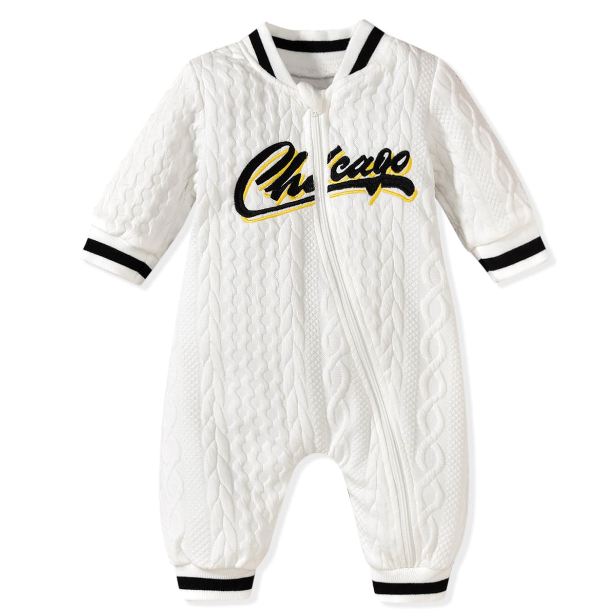Unutiylo Newborn Baby Boy Romper Long Sleeve Football Bodysuit Jumpsuit Zipper One Piece Outfit Clothes Fall Winter