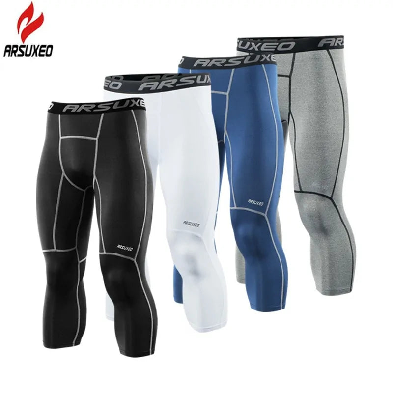 ARSUXEO Men's Compression Running Tights: Gym & Yoga Sportswear