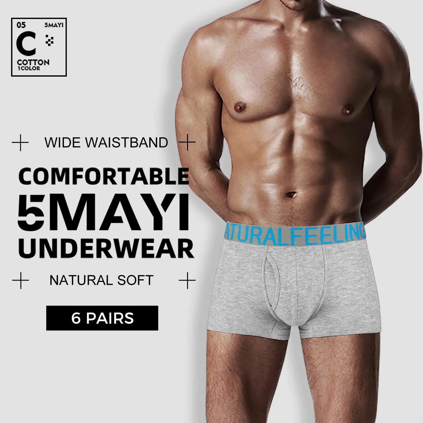 5Mayi Mens Underwear Boxer Briefs Cotton Men's Boxer Briefs Underwear Men Pack XX-Large I: Mens Trunks 6 Pack