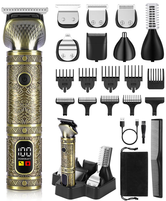 Brightup Beard Trimmer for Men Electric Razor Shavers for Men Professional Zero Gapped T-Blade Trimmer Cordless Hair Clipper 7 in 1 Grooming Kit for Face Mustache Body Nose Trimmer Gift for Men