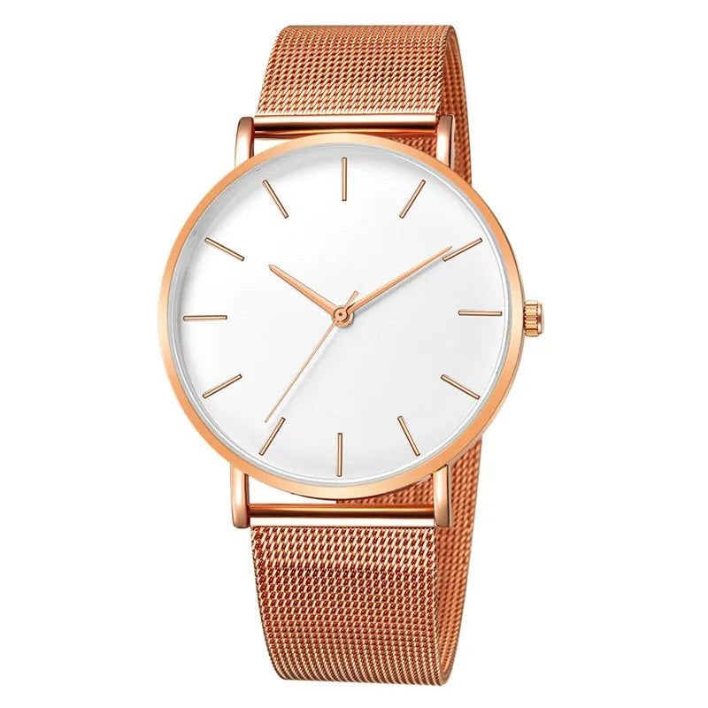 Men's Simple Metal Hour Quartz Watch: Stainless Steel Mesh Band