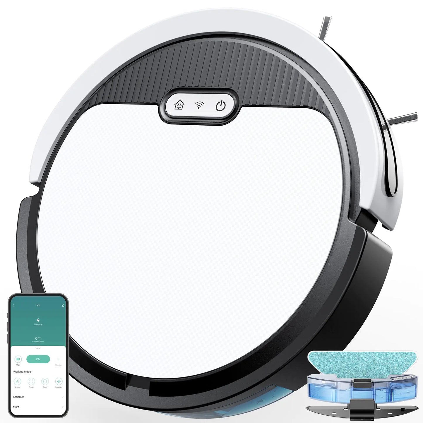 V3 Robot Vacuum and Mop ComboKIPVVO 3-in-1 Ultra Thin Self-Charging Automatic Robot Vacuum Cleaners with 5000Pa Strong Suction120mins RuntimeWiFi/App/Remote Control for Hard FloorsPet HairCarpets
