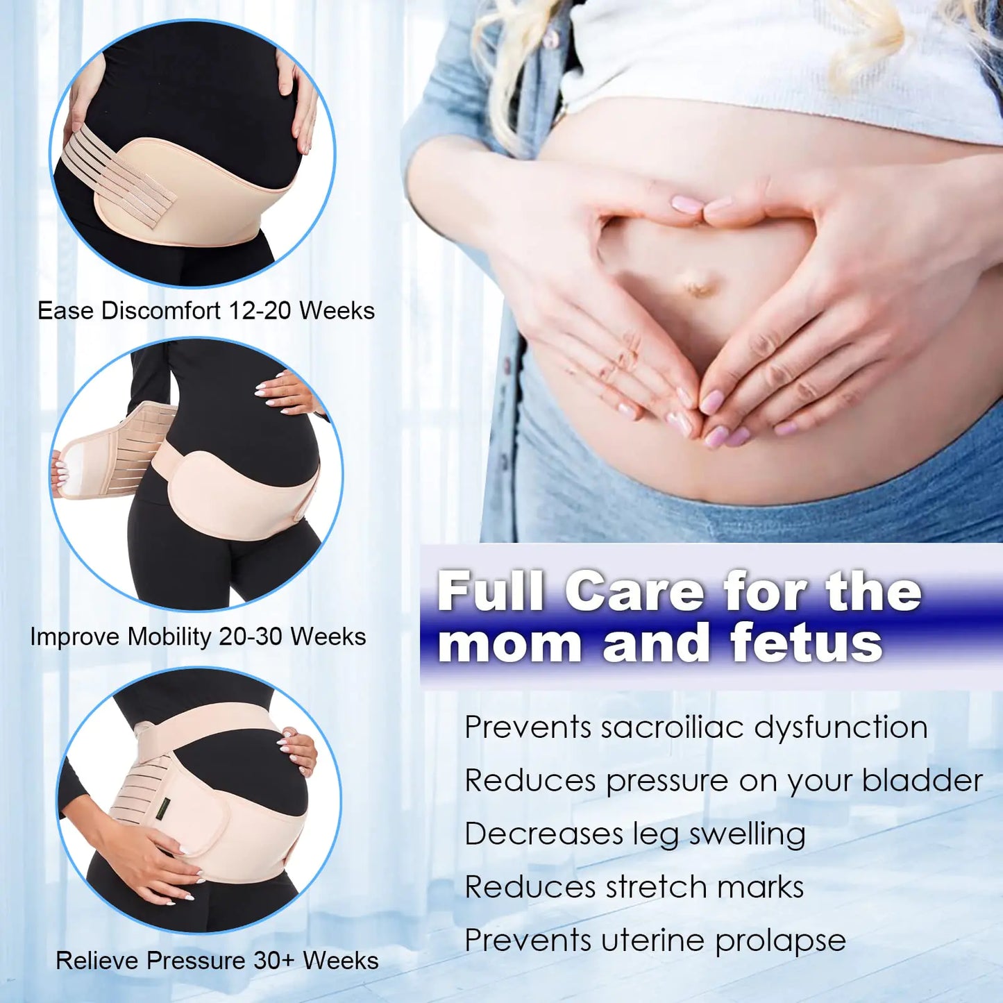 ChongErfei Maternity Belt Pregnancy Belly Band 3 in 1 Maternity Support Belt for Pregnant Back/Pelvic/Hip Pain, Maternity Band Belly Support for Pregnancy (Black, M: Fit Ab 35.5"-47.3") M: Fit Ab 35.5"-47.3" Black