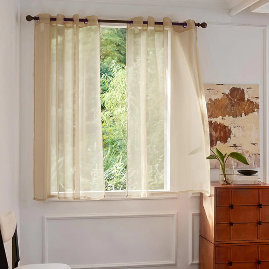 MISSTIAM Stripe Taupe Sheer Curtains 72 inch Length 2 Panels with Grommets Semi Transparant Curtains for Living Room Curtains for Bedroom Set of 2 pcs Sheer Curtains & Drapes Light Filtering Curtain