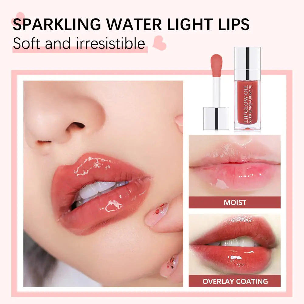 Hydrating Lip Glow Oil, Plumping Lip Oil, Tinted Lip Balm Lip Care, Transparent Toot Lip Oil, Moisturizing Lip Gloss, Non-Sticky Long Lasting Lip Oil Gloss, Lip Plumper Gloss 2PCS Cherry