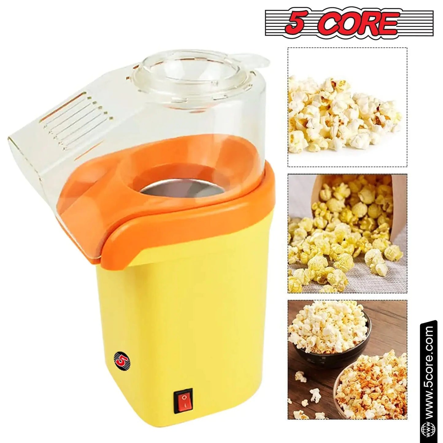 5Core Popcorn Machine 16 Cup Hot Air Popper Mini Portable Electric Pop Corn Maker YELLOW