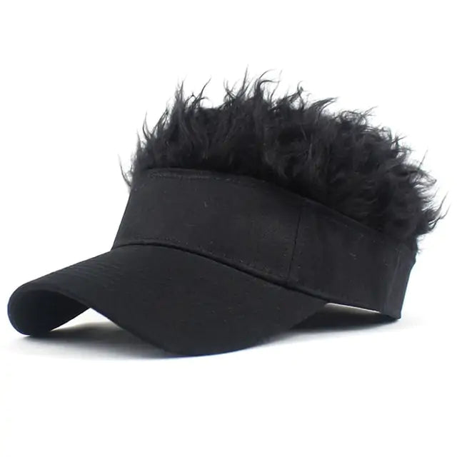 Novelty Baseball Cap Fake Hair Visor