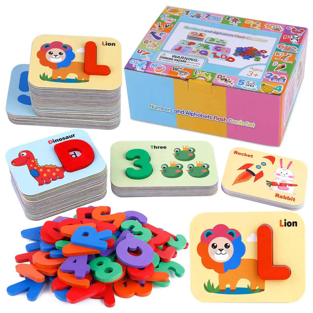 Alphabets And Numbers Wooden Flash Cards