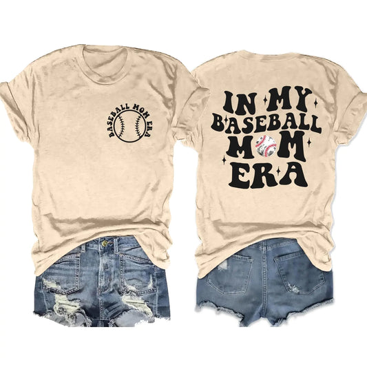 Baseball Mom Shirts Women in My Baseball Mom Era T Shirt Funny Baseball Graphic Tees Baseball Mama Tops