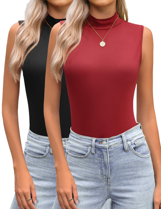 Zeagoo Womens Mock Turtleneck Tank Tops 2025 Slim Fitted Sleeveless Top Stretchy Basic Casual Layer Tee Shirts