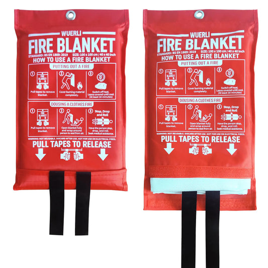 WUERLI Fire Blanket for Home and Kitchen40" x 40"Emergency Fire Blanket2 Pack