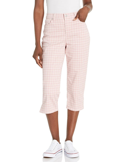 Gloria Vanderbilt Women's Amanda Capri Jean 18 Rosy Pink-refined Plaid-ds