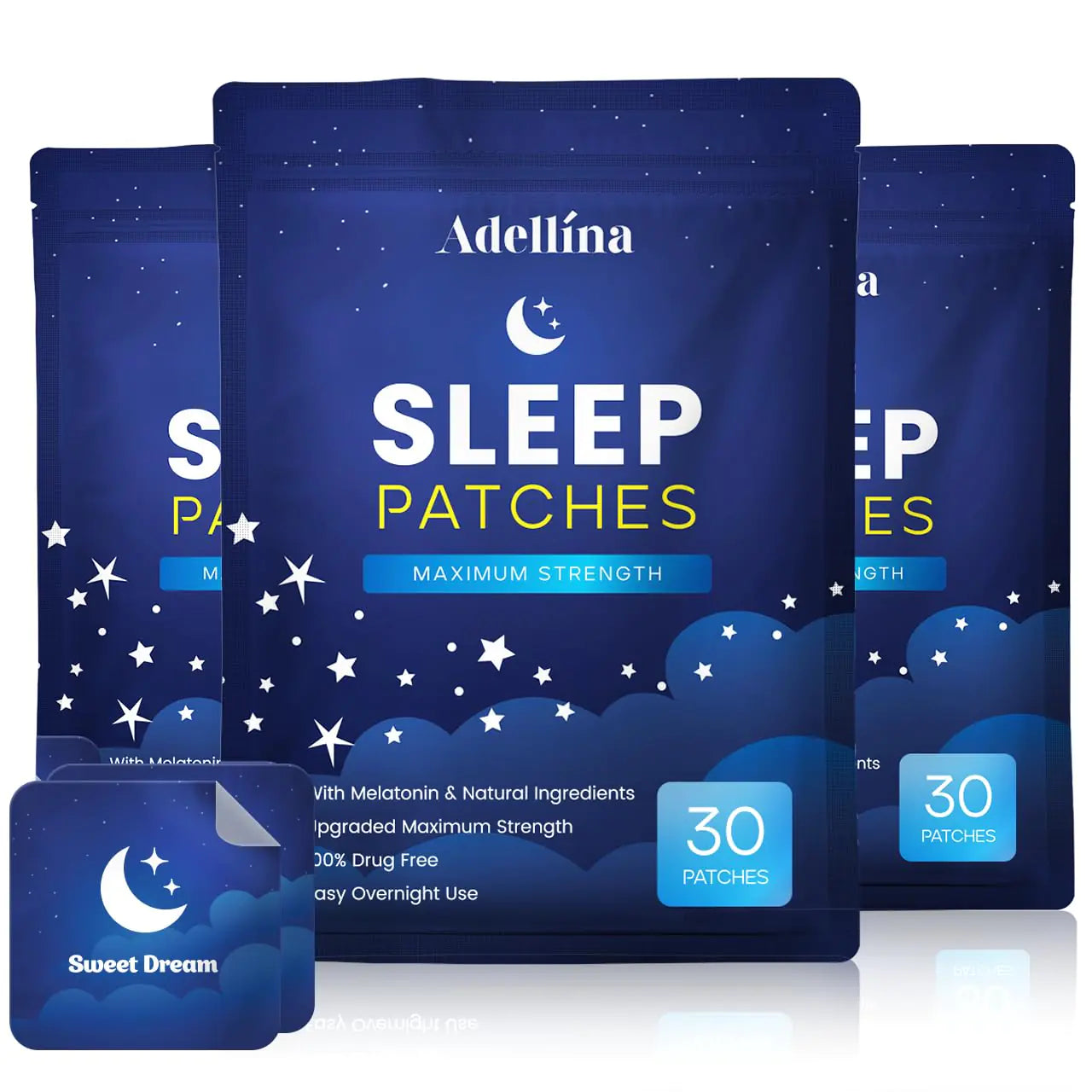 Sleep Patches for Adults Extra Strength: Sleep Support Patches for Men and Women - Better All Natural Cruelty Free Sleep Aid Alternative (90 Count (Pack of 3))