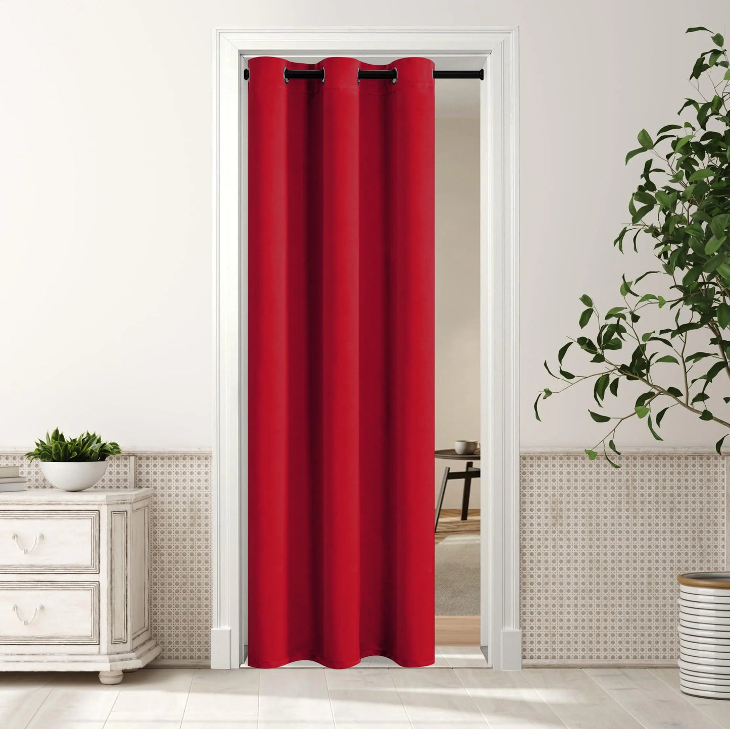 MYSKY HOME Red Curtains for Doorway Blackout Door Curtains for Bedroom Grommet Closet Curtains Thermal Insulated Room Darkening Window Curtains for Living Room 1 Curtain Panel 34 x 80 Inch Red