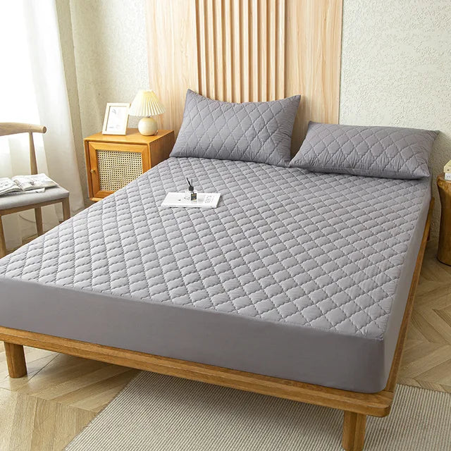 Waterproof Throw Mattress Cover Bed Fitted Sheet Mattress Protector Single/Double/140/160 Muti Size  Gray/White