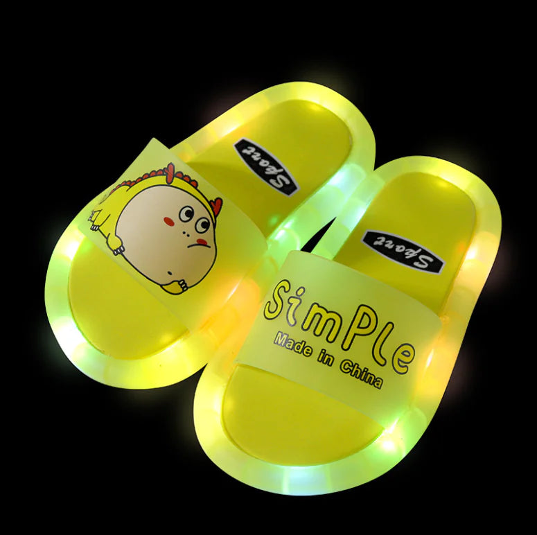 Glowing Cartoon Dinosaur Slippers for Kids