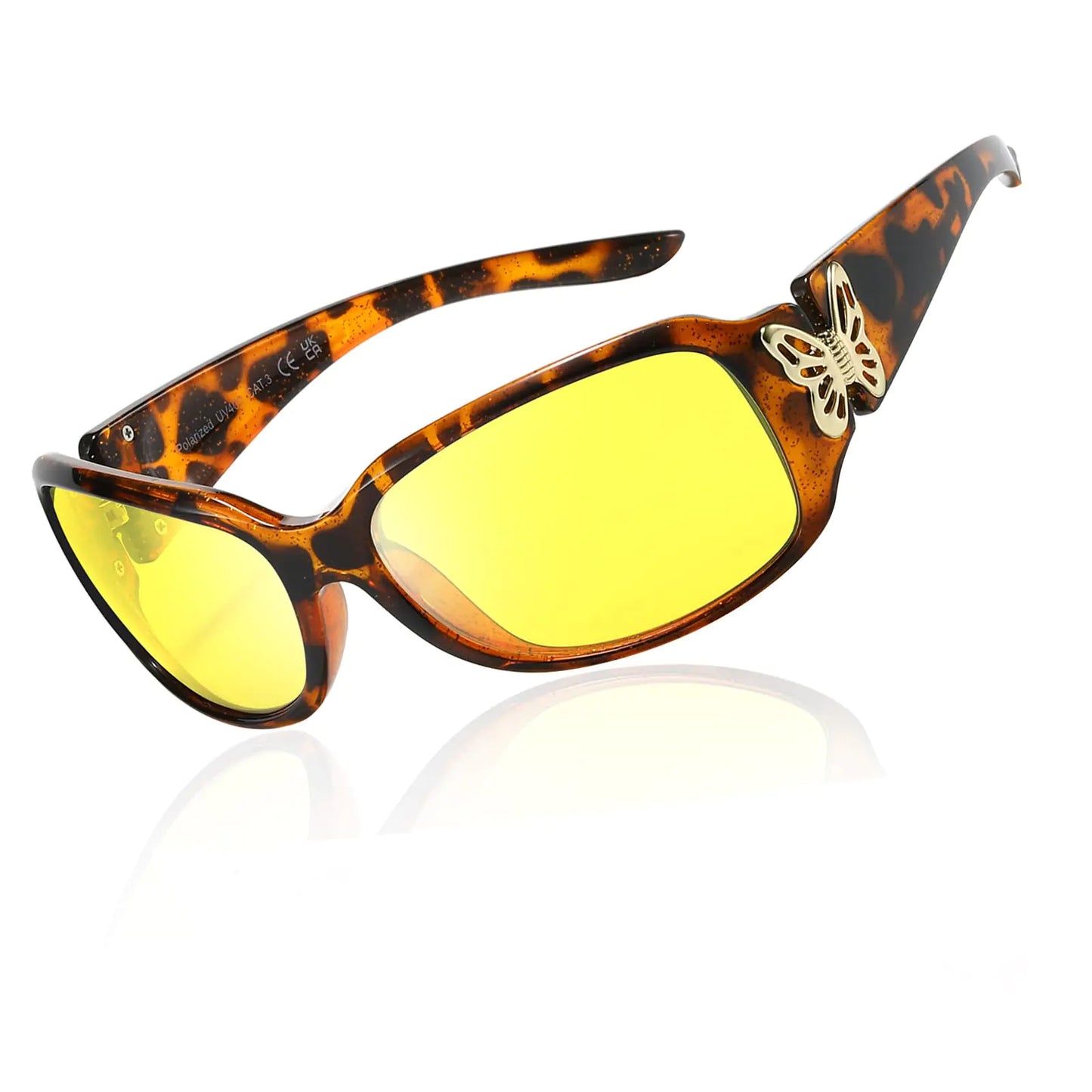 IGnaef Night Vision Driving Glasses for Women Anti Headlights Glare Polarized Yellow Lenses Nighttime Pro Glasses IF022