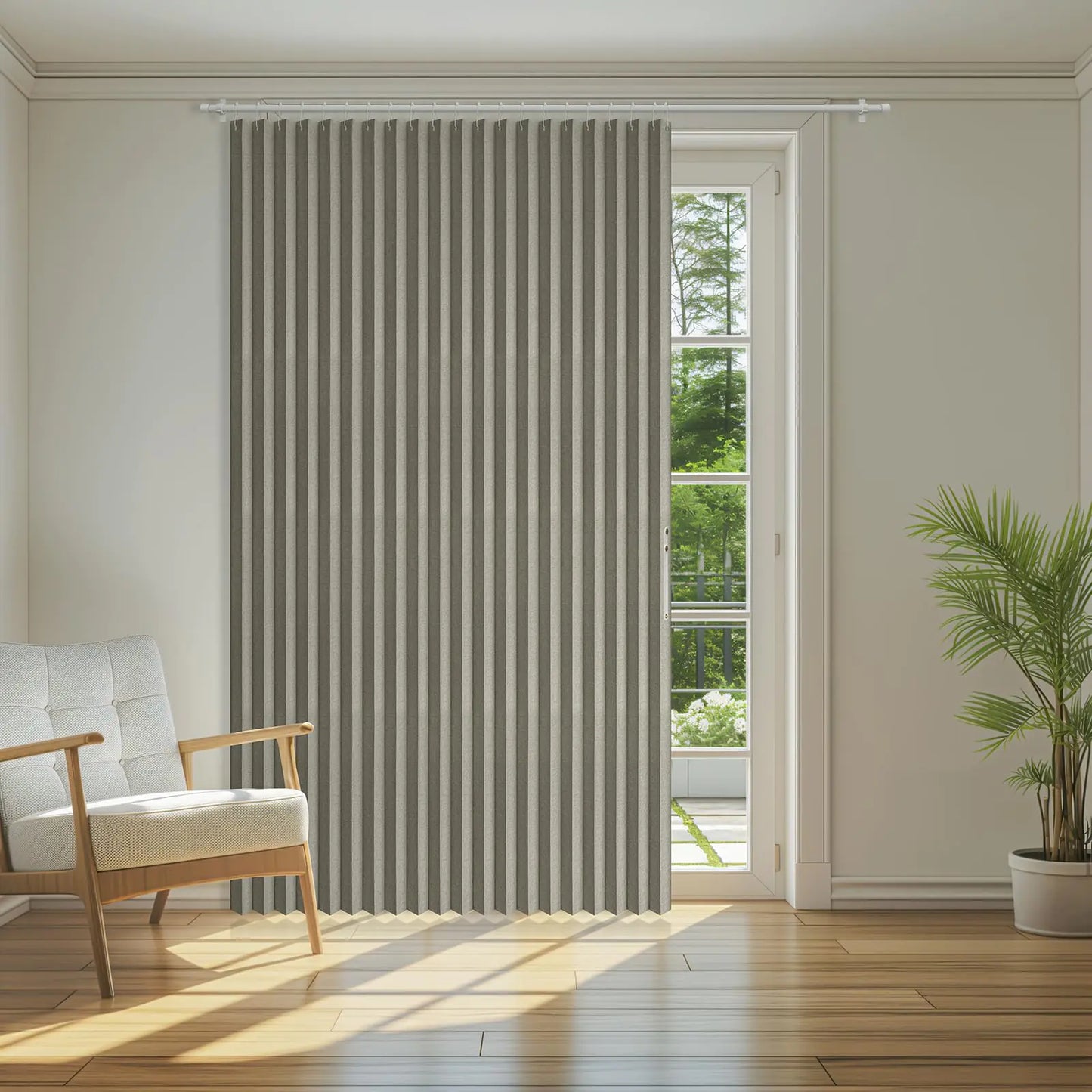 Jilron 100% Blackout Curtains Patio Door Curtain Accordion Door Sliding Door Curtains Extra Wide Blackout Curtains Used for Room Divider (Grey 98" W x 78" L)