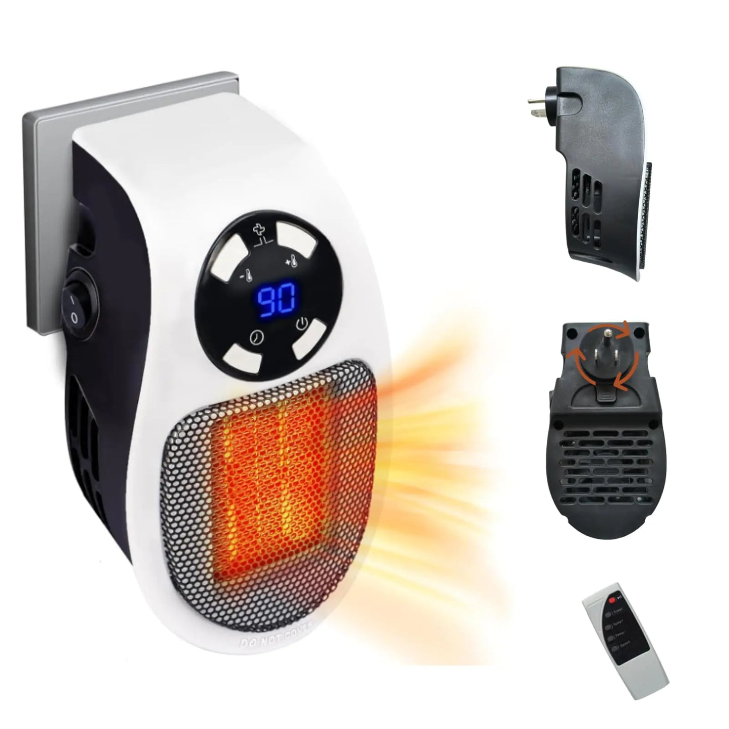 Ecowarm Plug In Heater For Indoor Use Remote Portable Electric Heater With Programmable Adjustable Thermostat Overheat Protection Precise Led Display Portable Top Heat Plug In Heater