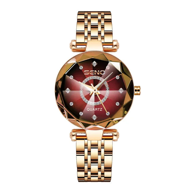 Seno Ocean Star Steel Band Women's Watch Fashion Crystal Ladies Quartz Relogio Feminino Female Montre Reloj Mujer Zegarek Damski