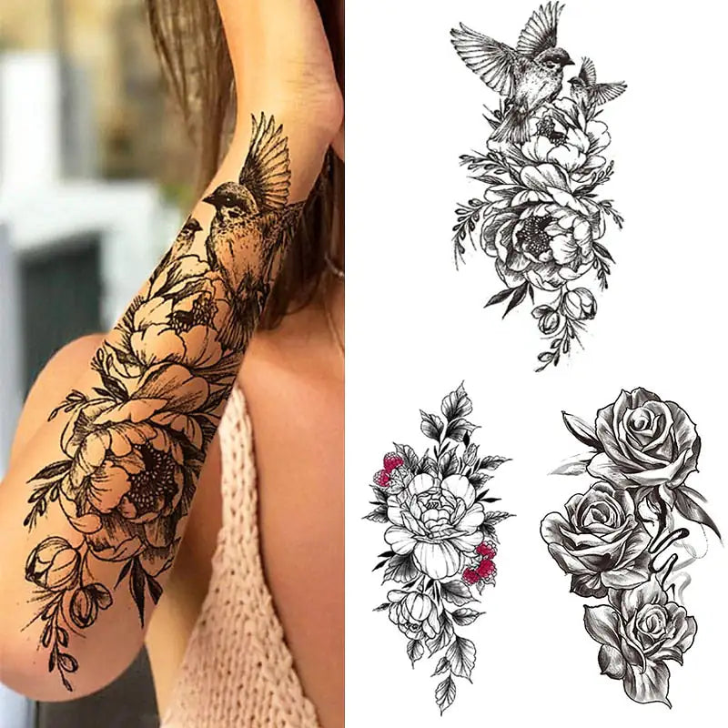 Flowers and Animals Body Tattoos