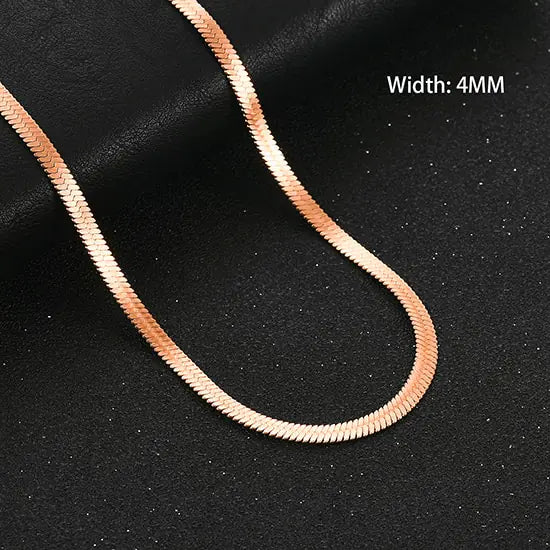 Flat Gold Color Stainless Steel Necklace